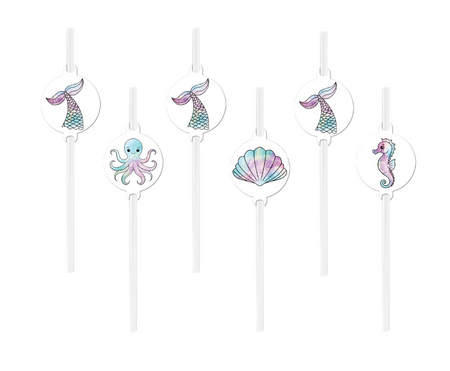 SŁOMKI PROSTE URODZINOWE SYRENKA 6 SZT