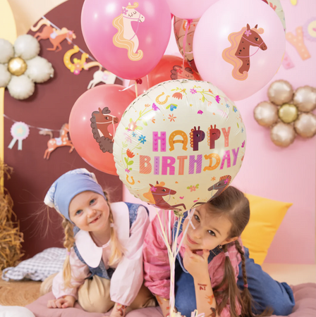 BALON FOLIOWY HAPPY BIRTHDAY KONIKI 45 CM