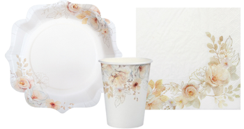 ZESTAW KWIATY SOFTNESS TALERZYKI+KUBECZKI+SERWETKI