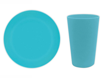 ZESTAW KUBECZKI+TALERZYKI WIELORAZOWE TURKUSOWE