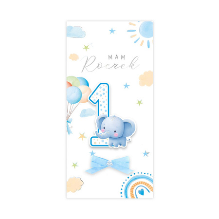 KARTKA URODZINOWA ROCZEK SŁONIK NIEBIESKA