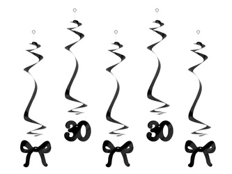 ŚWIDERKI 30 URODZINY Z KOKARDKAMI 50 CM CZARNE