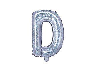 BALON FOLIOWY 35cm, LITERA D HOLOGRAFICZNY