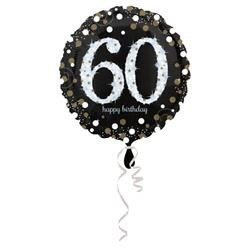 BALON FOLIOWY 43cm, 60  HAPPY BIRTDAY- 60 URODZINY