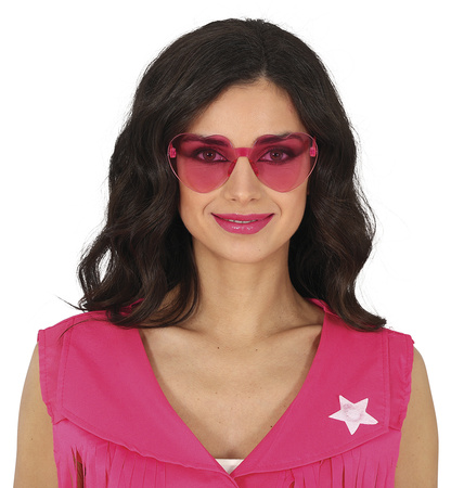 RÓŻOWE TRANSPARENTNE OKULARY SERCA