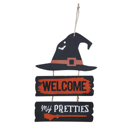 ZNAK WELCOME KAPELUSZ CZAROWNICY HALLOWEEN 32 X 21 CM