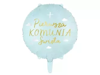 BALON FOLIOWY KOMUNIA ŚWIĘTA 45 CM NIEBIESKI
