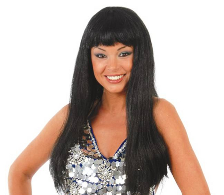 PERUKA CZARNA DŁUGIE WŁOSY Z GRZYWKĄ