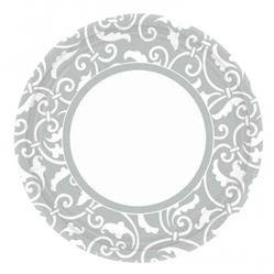 TALERZYKI 23cm, ORNAMENT SREBRNY 8 szt.