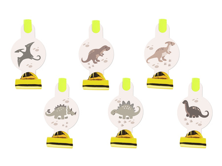 GWIZDKI TRĄBKI URODZINOWE DINOZAURY 6 SZT