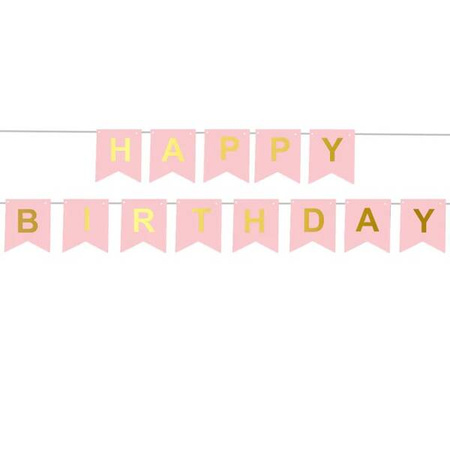BANER URODZINOWY HAPPY BIRTHDAY RÓŻOWY 190 X 20 CM