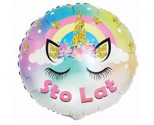 BALON FOLIOWY PASTELOWY JEDNOROŻEC - STO LAT 45 CM