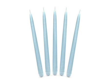 ŚWIECA STOŻKOWA MATOWA BŁĘKIT 10szt 24cm