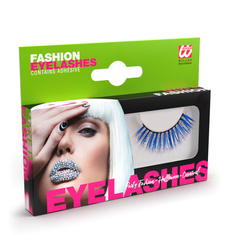 SZTUCZNE RZĘSY NIEBIESKIE ZE SREBRNĄ LAMETĄ