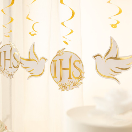 ŚWIDERKI KOMUNIA ŚWIĘTA IHS BIAŁO-ZŁOTE 6 SZT.