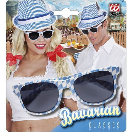 OKULARY BAWARSKIE NIEBIESKO-BIAŁA KRATKA 