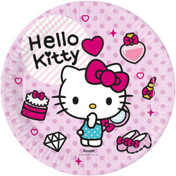 TALERZYKI PAPIEROWE HELLO KITTY 23 CM 8 SZT.