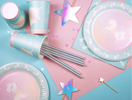 TALERZE PAPIEROWE JEDNOROŻEC 8 SZT 18 CM 