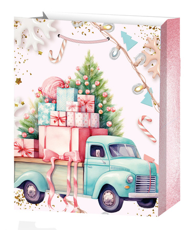 TORBA PREZENTOWA PASTEL RÓŻ SAMOCHÓD 40 X 31 X 12 CM