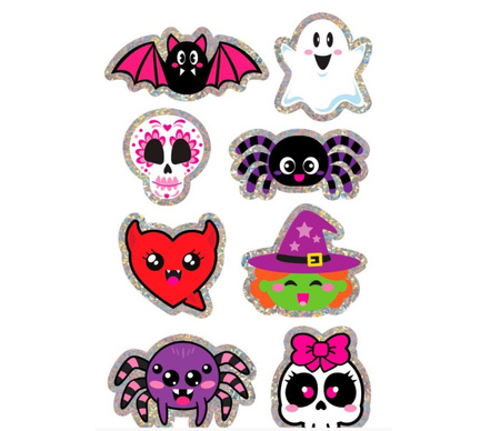 NAKLEJKI HALLOWEENOWE POTWORY HOLOGRAFICZNE 