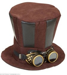 CYLINDER STEAMPUNKOWY Z GOGLAMI