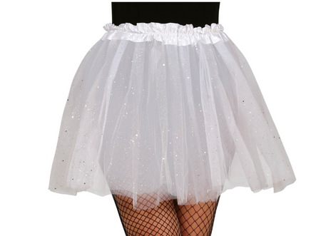 SPÓDNICZKA BIAŁA Z DROBINKAMI TIULOWA 40 CM