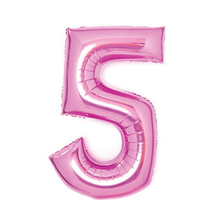 BALON FOLIOWY CYFRA 5 RÓŻOWY 66 CM
