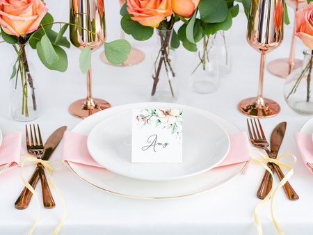 Wizytówki na stół - Kwiaty, 7x7,5cm (1 karton / 50 op.) (1 op. / 25 szt.)