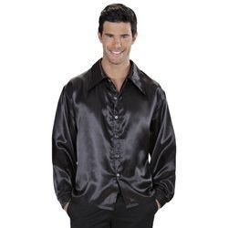 KOSZULA MĘSKA SATYNOWA CZARNA