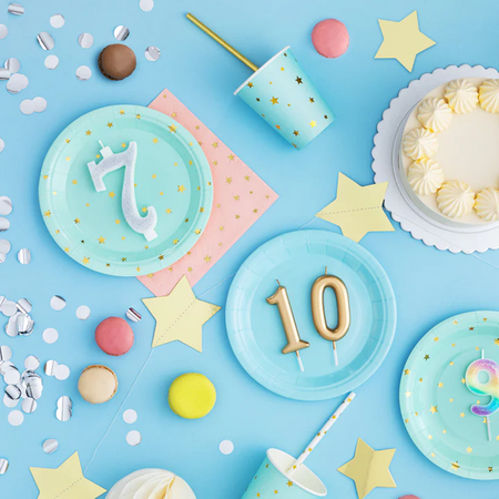 ŚWIECZKA URODZINOWA CYFRA 0 ZŁOTA 10 CM