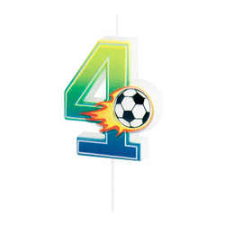 ŚWIECZKA URODZINOWA CYFRA 4 PIŁKA NOŻNA 6 CM