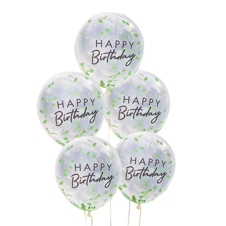 BALONY HAPPY BIRTHDAY KONFETTI 5 SZT. 30 CM