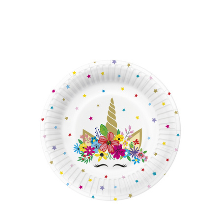 TALERZYKI PAPIEROWE 18CM JEDNOROŻEC 10 SZT.