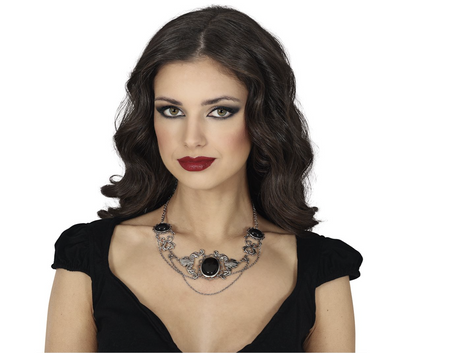 NASZYJNIK GOTYCKI Z CZARNYM KAMIENIEM HALLOWEEN