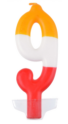 ŚWIECZKA URODZINOWA CYFRA 9 KOLOROWA 10 CM