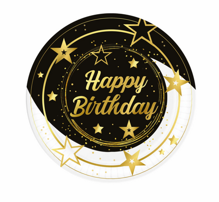 TALERZYKI URODZINOWE HAPPY BIRTHDAY PAPIEROWE 6 SZT