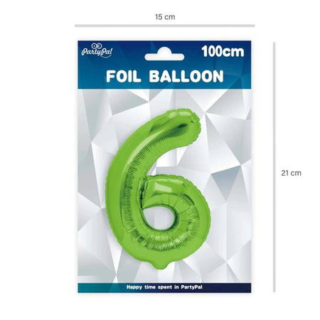 BALON FOLIOWY 100 CM CYFRA 6 ZIELONY