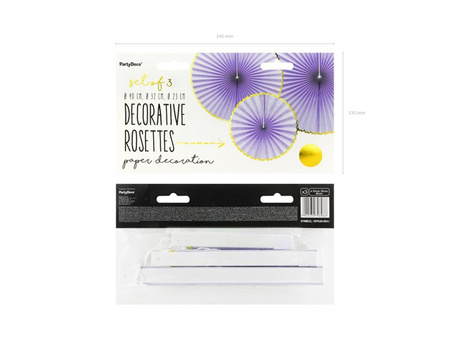 ROZETY DEKORACYJNE JASNY LILIOWY ZŁOTY 3 SZT.