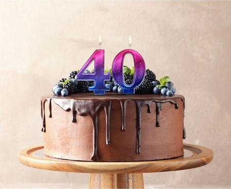 ŚWIECZKA URODZINOWA CYFRA 4 KOSMOS OMBRE 8 CM