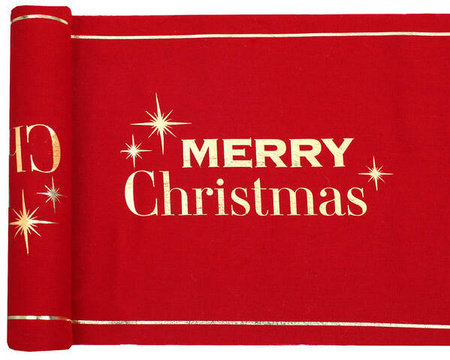 BIEŻNIK ŚWIĄTECZNY CZERWONY MERRY CHRISTMAS 300X28 CM 