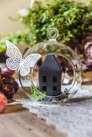 KULE SZKLANE ZE WSTĄŻKĄ 10 CM 4 SZT.