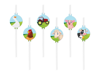 SŁOMKI PROSTE URODZINOWE FARMA 6 SZT