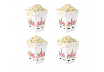PUDEŁKA NA POPCORN JEDNOROŻEC 6 SZT