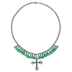 NASZYJNIK GOTYCKI Z KRZYŻEM ZIELONY
