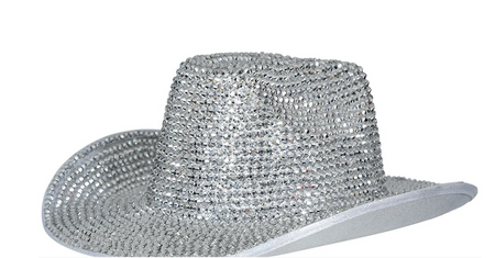 KAPELUSZ KOWBOJSKI KLUBOWY SREBRNY Z KRZYSZTAŁKAMI