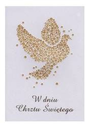 KARTKA  NA CHRZEST Z GOŁĘBIEM ZŁOTA