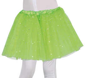 SPÓDNICZKA TUTU ZIELONA NEONOWA W GWIAZDKI 30 CM