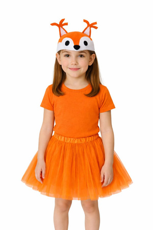 ZESTAW WIEWIÓRKA: SPÓDNICZKA TUTU POMARAŃCZOWA + CZAPKA FILCOWA WIEWIÓRKA