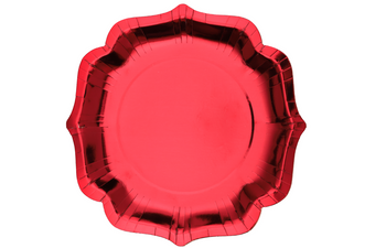 TALERZYKI PAPIEROWE METALIZOWANE CZERWONA 27,5 CM