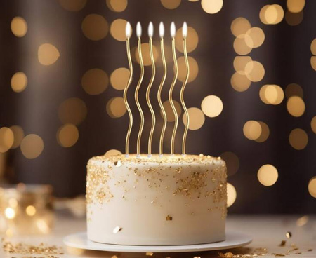 ŚWIECZKI ŚWIDERKI METALICZNE ZŁOTE 16 CM 6 SZT